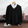Nova coleção outono e inverno: suéter masculino de cashmere, cor sólida, gola alta discreta, macio e confortável, versátil, feito de cashmere de cabra
