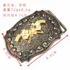 Cinturón de estilo vaquero occidental transfronterizo nuevo con hebilla grande y diseño de cabeza de vaca, estilo juvenil moderno con 3 tachuelas y patrón en relieve para ropa de abrigo