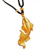 Nuevo collar colgante de color oro arena antiguo con pez grande y begonia, cadena para suéter de carpa y koi, venta al por mayor en joyerías