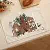 Decorações populares de festa de Natal em estoque: Jogos americanos estilo ocidental com estampas de renas e bonecos de neve, resistentes ao calor, versáteis para outono e inverno, feitos de poliéster