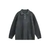 Suéter de punto casual de estilo retro japonés Rumeng con cuello polo, color liso, suelto, versátil, para hombre, otoño