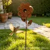 Inserciones para plantas con forma de flor de hierro forjado, adornos de jardín, decoraciones para patio y hogar, estacas para parterres, decoraciones exteriores de hierro forjado