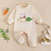 2025 Bebés Niños y Niñas Bebé Primavera y Otoño Pascua Casual Transpirable Moda Manga Larga Bordado Monopie Traje de Gateo