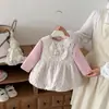 Vestido de Inverno para Meninas 2026 Nova Moda Acolchoado com Forro de Fleece Vestido Princesa Infantil Vestido de Primeiro Aniversário para Bebê
