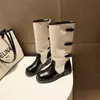 Botas de Mezclilla para Mujer Estilo Western Retro Convertible Anchas con Tacón Grueso, Botas de Monta, Botas Apiladas, Punta Cuadrada, Patchwork, Nuevo Estilo 2026