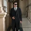 2025 Nova Jaqueta Masculina de Lã Pura Dupla Face Outono e Inverno Slim Moderna de Comprimento Médio Top