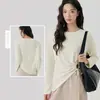 Ropa de Yoga de Manga Larga de Gama Alta para Mujer, Camiseta Deportiva Holgada y Transpirable con Cortes Laterales y Cordones, Top Deportivo Casual