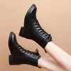 Botines de Tobillo Estilo Británico para Mujer 2026 Otoño/Invierno Nuevos Botines de Tacón Bajo a Media Pantorrilla Versátiles Con Felpa Caliente Botines de Tobillo de Tacón Grueso