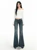 Jeans Acampanados de Cintura Ultra Baja Estilo Yi Mengling para Mujer 2025 Nuevos Pantalones Acampanados Elásticos Sexys de Largo Completo