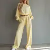 Conjunto de Moletom Casual Minimalista de Manga Curta/Longa e Calça Wide-Leg Estilo Europeu e Americano Outono/Inverno 2026