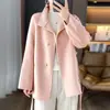 Casaco Novo Estilo Chinês Outono/Inverno 2026 com Gola Alta Ajustável na Cintura e Amarração, Casaco de Lã Dupla Face para Figuras Baixas, Emagrecimento e Elegante