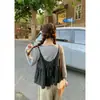 Outono de 2026 Cor Lisa Elegante Gola Redonda Manga Longa Camiseta Malha + Veludo Cotelê Floral Dupla Face Camisola Top