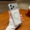 Funda de Teléfono Transparente Fina con Gema Circular Adecuada para Apple 17Promax Moderna 15 Acrílico 13/14 Anti-Caída 17