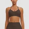 Top de yoga cepillado de nuevo estilo transfronterizo para mujer, sujetador deportivo de cuello halter, chaleco deportivo absorbente de impactos para correr, sujetador de yoga fitness de secado rápido