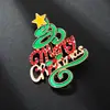 Decoração de Natal transfronteiriça europeia e americana Broche Pin de Árvore de Natal Feliz Natal Esmalte verde ecológico