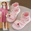 Sandalias para Niñas 2026 Nueva Moda Zapatos Planos de Princesa para Niños Mayores Punta Abierta Niñitas Zapatos Romanos para Niños Elegantes