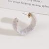 Aretes semicirculares en forma de C simples y elegantes de estilo coreano, hechos a mano con material de lana afelpada enrollada y tejida, venta al por mayor de material para aretes DIY