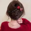 Grampo de cabelo de alta classe com torção, strass, flores, borboletas, para mulheres, parte de trás da cabeça, grampo reto, acessório de cabelo, grampo para coque