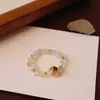 Anillo de Cristal Natural Elástico Moda Nacional Nuevo Diseño Chino Cuerda Elástica con Cuentas Anillo de Cristal Anillo de Temperamento Venta al por Mayor