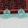 Accesorios de Joyería Goteo de Aceite Imitación Jade Hecho a Mano DIY Cobre con Conservación de Color 31*23*3mm Estilo Antiguo Material Hecho a Mano B3172