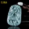 Colgante de Jadeíta Birmana Azul Agua Dragón de Dinero Grado A, Colgante de Jade Verde Aceite Pixiu Sosteniendo Bola, Fuente de Suministro para Transmisión en Vivo