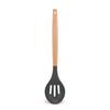 Cuchara con mango de madera, colador de silicona de haya, utensilios de cocina antiadherentes, cuchara para mezclar sopa, cuchara, colador doméstico