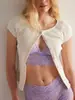 2026 Moda de Verano para Mujer Nuevo Cuello Redondo Ajustado Color Sólido Texturizado Manga Corta Cárdigan Top