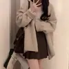 Cardigan Tricotado Macio e Sedoso Estilo Japonês High-end 150 Shorty Feminino Outono e Inverno Preguiçoso Solto Suéter Casaco