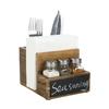 Portapapeles vertical para comedor, estante de escritorio con pizarra borrable, caja de almacenamiento para cubiertos y condimentos de cocina, portapañuelos de madera