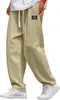 Calça Casual Masculina de Verão com Textura Waffle, Cor Sólida Versátil para Uso Diário e Trabalho, em Estoque