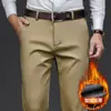 Calças casuais masculinas de alta qualidade italianas, calças leves de verão sem ferro, calças retas largas de negócios para homens, adequadas para primavera e outono