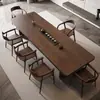 Nueva mesa de té de madera maciza estilo chino para hogar y oficina, mesa de té de madera grande con diseño creativo inspirado en Zen para la preparación de té Kung Fu, incluye mesa y sillas
