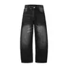 FEE THE END vaqueros básicos de moda estilo callejero americano para hombre, corte recto holgado, lavado azul hielo, modelo K190