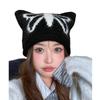 Diseño de Nicho Sentido Callejero Mariposa Tejida Gorro para Mujer Otoño e Invierno Dulce Orejas de Gato Lana Gorro Cálido Protección para Orejas