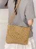 Bolso de Paja de Color Sólido Bohemio Bolso de Hombro para Mujer Bolso de Playa para Vacaciones en la Costa Bolso Cruzado Personalizado para el Trabajo y la Playa