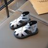 Estilo Coreano Verão Novo Sandálias Romanas Cruzadas de Cano Alto Sapatos de Princesa para Meninas Sola Macia Sapatos de Praia para Bebês