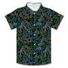 Camisa de Manga Corta de Verano con Estampado Digital 3D Transfronterizo de Playa Hawaiana con Hojas de Coco Cuello Solapa Ropa para Niños Pequeños y Medianos