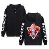 Sudadera con capucha y cremallera cruzada con forro polar periférico de motosierra negra de Amazon.