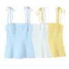 Moda de Verano 2026 Top Corto Ajustado con Tirantes de Lazo Adelgazante Estilo Chica Caliente para Mujer