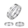 Bestseller transfronterizo: Anillo liso de acero inoxidable 304 con incrustaciones de diamantes para mujer, anillo de acero de titanio de diseño exclusivo juego de dos piezas al por mayor