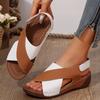Sandalias de cuña plana con boca de pez de verano 2025 para mujer Comercio exterior transfronterizo Talla grande Suela gruesa Huecas Playa Suela gruesa Elevación