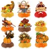 Nuevo Set de Banderas Decorativas de Acción de Gracias Transfronterizas de Amazon Hoja de Arce Otoñal Calabaza Pastel Inserto Flor Banner