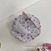 Taza de edad media azul y flor Taza de café platillo juego Cerámica Retro estilo Europeo Exquisito Gama alta Lujo ligero Taza para el té de la tarde