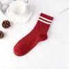 Nuevos Calcetines de Mujer para Otoño e Invierno Calcetines de Algodón Rayados de Dos Líneas Japoneses Calcetines de Pareja Puesto Calcetines Vintage Venta al por Mayor