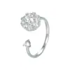 Anillo de Plata de Ley S925 Giratorio y Descomprimido Circonita Redonda Lujo Accesible Estilo Ropa de Trabajo Joyería Versátil Suministro Transfronterizo