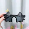 Óculos infantis de estrela de cinco pontas armação legal redondos fortes novos transparentes com glitter passarela óculos de sol pretos para meninos e meninas