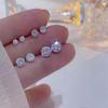 Brincos Populares de Prata 925 com Zircônia Moda Simples Versátil Zircônia Branca Pequenos Mini Minimalistas com Pino de Cobre