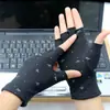 Nuevos guantes de mujer de medio dedo forrados de polar elásticos finos de terciopelo cálidos para trabajo mecanografía estudiantes escritura otoño e invierno lazo medio