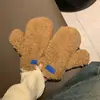 Luvas de desenho animado estilo preppy outono e inverno forradas com lã grossas à prova de vento quentes casuais de pelúcia urso fofo dedo inteiro Halter
