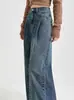 Jeans de Pierna Estrecha Estilo Retro Americano Forma de Guadaña Banana para Mujer, Pantalones de Pierna Ancha de Cintura Alta Pierna Recta Sueltos Estilo Mop para Primavera y Otoño